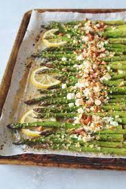 Honey Lemon Roasted Asparagus With Feta Recipe Veggie Dishes Vegetable Dishes Vegetarian Recipes