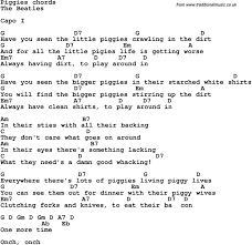 Song Lyrics With Guitar Chords For Piggies The Beatles Songs The Beatles Song Lyrics