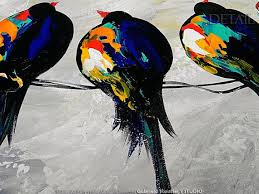 Abstract Birds On A Wire Painting Pin On Birds Draw