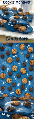 Are You A Fan Of Cookie Monster Make This Delicious Candy Bark Loaded With Chocolate Chip Cookies And Oreos So Easy And Fun For Monster Cookies Desserts Food