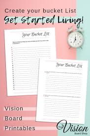 Vision Board Printable Your Bucket List Goal Setting Etsy Goals Worksheet Vision Board Inspiration Vision Board Words