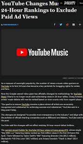 Youtube Changes Music Chart 24 Hour Rankings To Exclude Paid