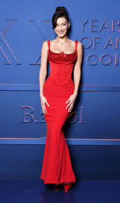 'i was nervous in this. Bella Hadid Is A Damn Dream Girl In This Red Versace Dress Fashionista