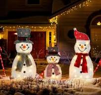 DEORAB Outdoor Christmas Lighted Snowman Decorations 2D 3-Piece Holiday  Garden Lawn Yard Light-up Xmas Decor,70LED Lights