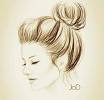 Cute Girl With Bun Drawing