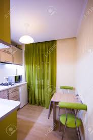 green curtains and led backlight stock