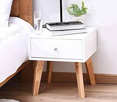 Amazon Com Taohfe Nightstand White Night Stand Side End Wood Bedside Tables With Drawer For Bedroom L In 2020 Wood Bedside Table White Nightstand White Bedside Table