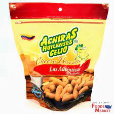 Achiras de huila are typically found hanging in little stalls on the side of a road alongside arepas, corn and other baked or fried local carbs, this seems to be the ideal and common found companion while traveling in colombia. Col502g9 Achiras Huilenses Cheese Biscuits 300g Celio Snacks Dulces