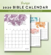 2020 Bible Verse Calendar Printable Christian Scripture Monthly Planner Inserts Watercolor Wall Calendar Print A4 And Letter Sizes Christian Printables Blog Planner Printable Calendar Printables