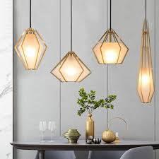 Nordic Copper Geometric Pendant Lights Rose Gold Color Bar Kitchen Island Dining Table Lights Mid Century Modern Hanging Lamp Pendant Lights Aliexpress