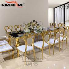 Dining table set for 4,modern kitchen table and chairs for small space,round glass dining table+faux leather dining room chairs set of 5 pieces,easy assembly for home business(table+4 white chairs). China High Quality Gold Stainless Steel Base Glass Dining Table Set For Event China Event Table Gold Wedding Backdrop