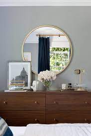 Round mirror in bedroom ideas. 20 Ways To Style An Oversized Gold Round Wall Mirror Dresser Top Decor Bedroom Dresser Styling Bedroom Dressers