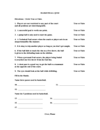 Tylenol and advil are both used for pain relief but is one more effective than the other or has less of a risk of si. Basketball Quiz Worksheets Teaching Resources Tpt