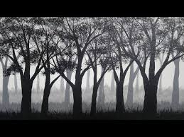 Acrylic Black And White Tree Painting Forest Trees Acrylic Painting Grayscale Silhouette Painting On Canvas Painting Demonstration Silhouette Painting Canvas Painting Tutorials Acrylic Painting