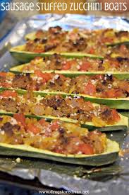Remove each zucchini boat from the grill basket or foil pan and place directly on the grill grates over the heat the goal here is to get some good char on the outside. Sausage Stuffed Zucchini Boats Drugstore Divas