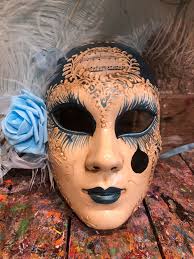 Hand-decorated Venetian Face Mask With Elegant Feathers