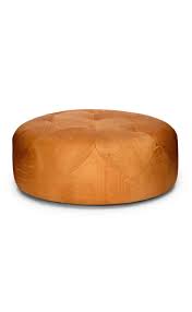 Timpani Charme Tan Ottoman Tan Ottoman Round Leather Ottoman Ottoman