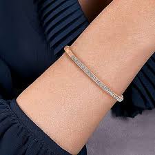 Affordable cuff links up to 60% off. 14k Rose Gold Cuff Bracelet With Diamond Inner Channel Bg4524 6k45jj Gabriel Co