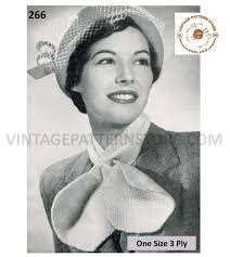 Ladies Womens 30s Vintage 3 Ply Interlocking Textured Cravat Scarf Pdf  Knitting Pattern One Size Instant PDF Download 266