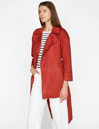 Kiremit Bir Trenckot Modeli Mi Ariyorsunuz Koton Un Kiremit Bayan Beli Baglamali Trenckot Modelini Incelemek Ve Satin Almak Icin He Trenckot Uzun Kollu Giyim