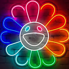 Often featuring playful imagery like smiling flowers, oversized, blinking eyes, and technicolor mushrooms, murakami is truly the heir to. Sun Flower Style Takashi Murakami Led Neon Light Sign Etsy Neon Wallpaper Neon Light Signs Anime Decor