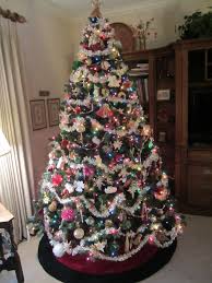 Very Traditional Christmas Tree Handmade Ornaments 60 Year Old Tinsel Garland Katt B Design Tinsel Christmas Tree Traditional Christmas Tree Christmas Tree