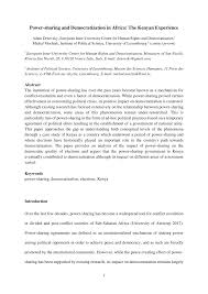 Pdf Power Sharing And Democratization In Africa The Kenyan Experience