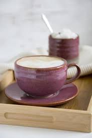Stoneware Purple Tea Cup Saucer Tea Cups Purple Tea Cups Brown Tea Cups