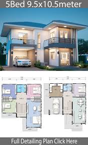House Design Plan 9 5x10 5m With 5 Bedrooms Style Modernhouse Description Number Of Floors 2 Storey Duplex House Design Duplex House Plans Simple House Design