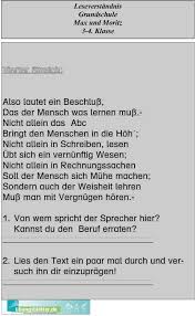 Was ist eine klasse mit speziellen übungen im lesen lernen? Leseverstandnis Grundschule Max Und Moritz 3 4 Klasse Pdf Kostenfreier Download
