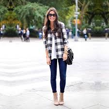Black And White Checkered Shirt Outfit 7 For All Mankind On Instagram The Perfect Weekendwear Via Kattanita Wearing Our Obsessionotw Slim Illusion Lux Fashion Plaid Shirt Outfits Plaid Outfits