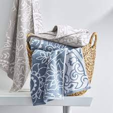 Most bath towels are made of cotton, but cotton towels vary in their softness microfiber bath towels • a fairly new type of towel. Better Homes Gardens Thick And Plush Sheared Paisley Bath Towel Blue Linen Walmart Com Walmart Com