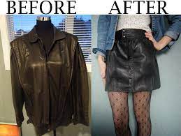Turned An Old Leather Jacket Into A Skirt Upcycling Diy Leather Jacket Diy Skirt Upcycle Clothes