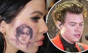 My name is harry wilson, i'm a student studying digital advertising and desing Kelsy Karter Gets Harry Styles S Face Tattooed On Her Cheek Daily Mail Online