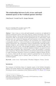 Pdf The Relationship Between Ixodes Ricinus And Small Mammal Species At The Woodland Pasture Unterface