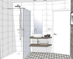 Histoires D Interieurs Ns Perspective Salle De Bains Pour Une Chambre D Hote Salledebains Douche Carreauxciment En 2020 Salle De Bain Salle Croquis D Interieur