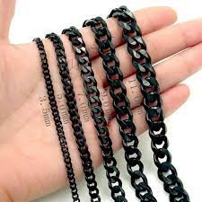 In stock at your store. Mens Chain Black Tone Titanium Steel Necklace Curb Cuban Link Black Gold Necklace 24inch 3 5 7 9 11mm Wish