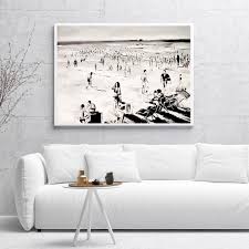 Black And White Beach Scene Wall Art 47 Large Original Black And White Beach Scene Painting People Beach Art Sea Waterfront Oil Painting Canvas With Images Modern Beach Art Beach Art Beach Wall Art