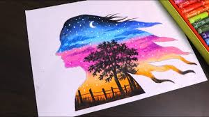 Oil Pastel Drawing For Beginners Beautiful Double Exposure Scenery Drawing For Beginners Youtube By using your oil pastels and creativity, drawing can actually give the artwork the precise effects that you desire because you have more control over the outcome.