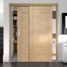 Image Thruslide Palermo Flush Oak 2 Sliding Doors And Frame Kit Wardrobe Doors Sliding Wardrobe Doors Sliding Wardrobe