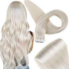 The color is easy to try and blend well. Amazon Com Fshine Tape In Extensions Human Hair Color 1000 White Blonde 16 Inch 50 Grams Double Sided Tape In Extension 20 Pcs Blonde Tape In Remy Extensions Beauty