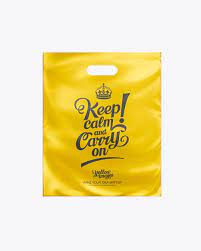 Download White Patch Handle Plastic Carrier Bag In Bag Sack Mockups On Yellow Images Object Mockups
