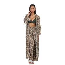 ¿dónde comprar pantalon bjj kimono a la moda y a buen precio? Ensemble Kimono Pantalon Fluide Vert A Motif Dore