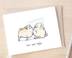 Now Funny Get Well Card Pug Get Well Soon Card Dog Get Well Gift Cute Sick Pug Card Funny Card For Friend Cone Of Shame Card By Inkpug Funny Get Well