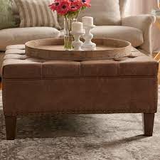 Trent Austin Design Sigler 35 5 Wide Faux Leather Tufted Square Cocktail Ottoman Reviews Wayfair