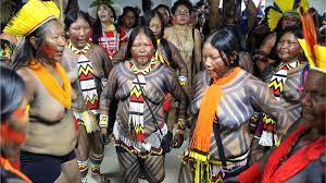 Indigenous women in brazil have a message for the world: Brazil S Indigenous Women Protest Against Bolsonaro Policies Bbc News