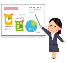 プレゼンテーションのイラスト（いろいろなグラフ・女性） | かわいい ...