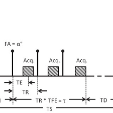 A 180° inversion pulse is followed by a train of turbo field-echo...