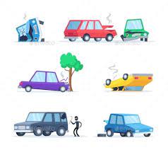 Vector Pictures Set Of Different Accidents Auto Repair Car Car Collection
