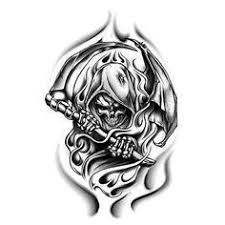 Black And White Flames Tattoo Black And White Grim Reaper Coming Out Of Flames Temporary Tattoo Marquesantattoos Reaper Tattoo Marquesan Tattoos Grim Reaper Tattoo